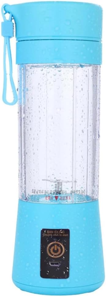 Mini Liquidificador Portátil Mixer USB Recarregável 6 Lâminas Azul