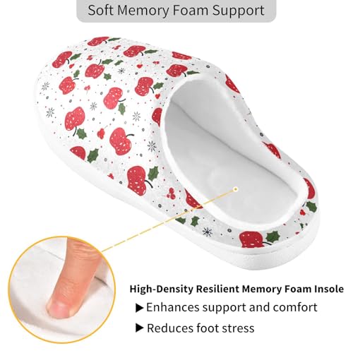 Fuzzy Memory Foam Slippers for Women/Men Christmas Apple Leaf Pattern Fluffy Winter House Shoes Indoor and Outdoor3