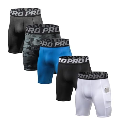BEGIANT Compression shorts for men, sports shorts made of spandex, high-performance running shorts, training underwear as a breathable base layer, Pack of 5: Black/Blue/White/Carbon/Camouflage Black