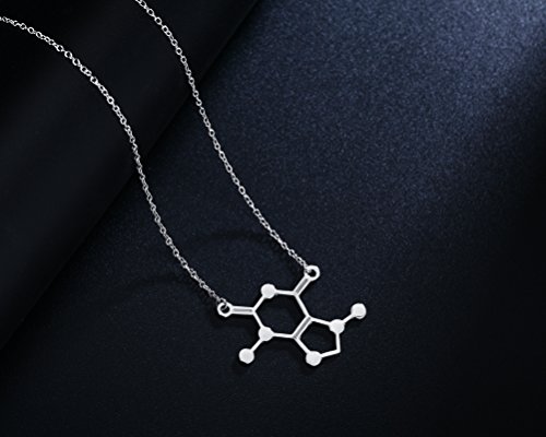 Rosa Vila Caffeine Necklace, Coffee Necklace, Caffeine Molecule Necklace For Coffee Lovers, Science Necklace For Chemistry Lovers, Coffee Gifts For Women, Coffee Lovers Gifts (Silver Tone) #TOP3