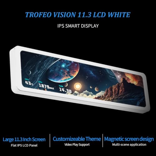 Image of Trofeo Vision 11.3 LCD White, 1920x400 Resolution-Support Switching Between Multiple Dynamic Images /Videos,Magnetic Display Screen-11.3in,Customize Display-Image /Video