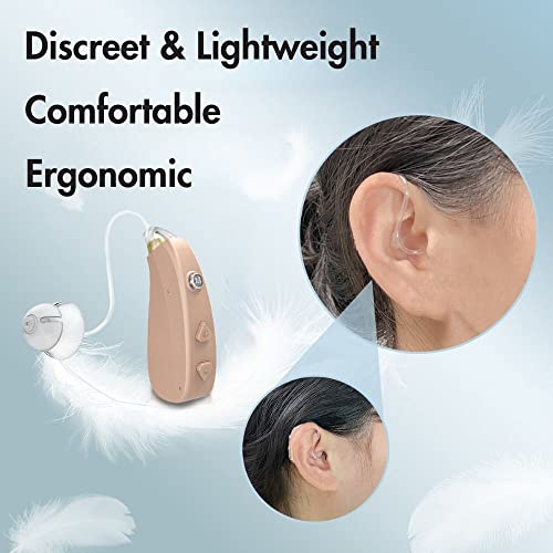 Hearing Aids For Seniors Rechargeable With Noise Cancelling Volume Control Pair Easy Charge Digital Behind The Ear Hearing Amplifier For Adults Sound Amplification For Hearing Loss (Beige) #TOP2