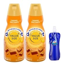 Caramel Macchiato Liquid Coffee Creamer.- Pack of Two 2 32 fl oz Bottles of Creamy Smooth Delightful Coffee Creamer with Candy Freezer Collapsible Bottle Caramel Macchiato Bottle
