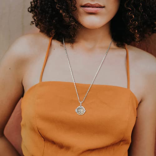 Infuseu Aromatherapy Anxiety Necklaces Lotus Flower Pendant For Women Girls Essential Oil Diffuser Jewelry Lava Rock Stone Meditation Gifts For Yoga Instructor Lover Spiritual People #TOP6