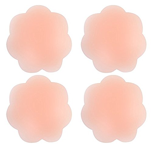 Delightbox Silicon Nipple Cover For Women, Soft And Invisible Non-Marking Sticky Nipple Covers, Comfortable And Portable Reusable Nipple Stickers For Camisole, Dress And Wedding Dress (2 Pairs) Pink #TOP1