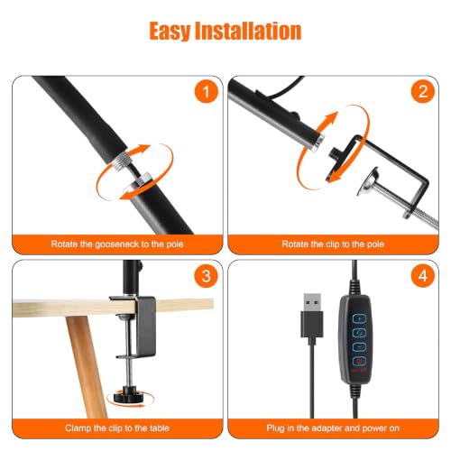 Image of LED Monitor Light Bar with Clamp, USB Powered Dimmable Desk Lamp, 3 Color Modes, Adjustable Brightness, Flexible Gooseneck, 24 Inch Eye-Caring Task Light for Study, Office & Reading
