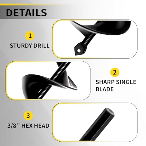 SORANGEUN 2”x32“ Auger Drill Bit for Planting, Heavy-Duty Planting Auger for Bulbs, Post Hole Digger for 3/8”Hex Drive Drill