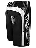 SEESTERN Herren Boardshorts Surfshorts mit Gummizug hinten& Eingrifftaschen S-3XL /1743 Schwarz XL