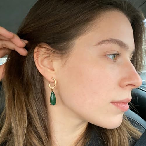 Emerald Green Teardrop Dangle Earrings for Women – Trendy Green & Gold Drop Earrings, Fashionable Alloy Earrings for Parties, Dates & Daily Wear by VIEKYBUTTY - Used condition - Image 8