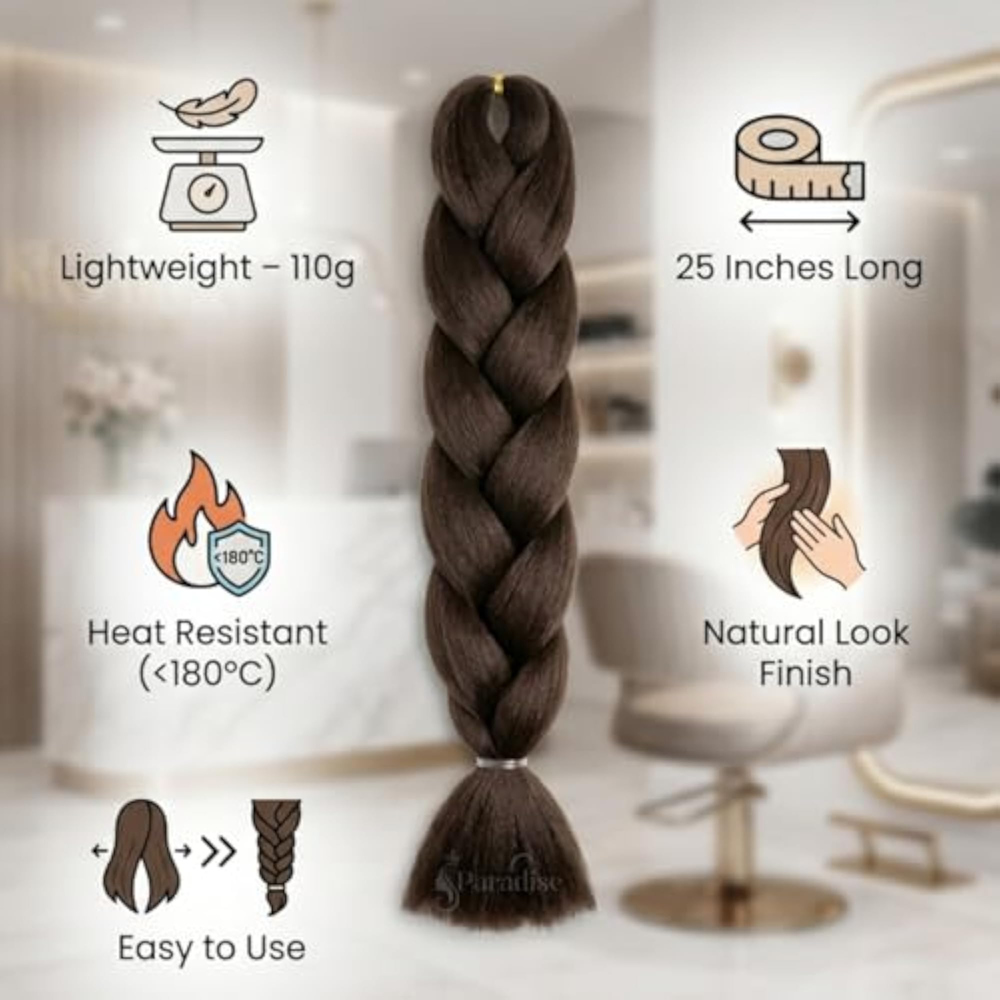 25 Inch Synthetic Hair Braid Extension for Women