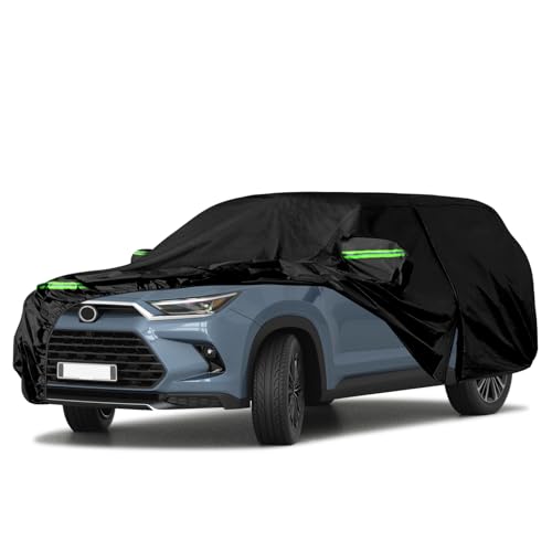 Image of Waterproof Car Covers Replace for Toyota Grand Highlander /Lexus TX350 500h | 6 Layers All Weather Car Cover with Cotton Liner, Zipper Door, Windproof Bands for Snow Rain Dust Protection