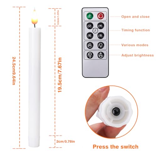 Velas LED cónicas para ventanas con luz ámbar cálida realista 6