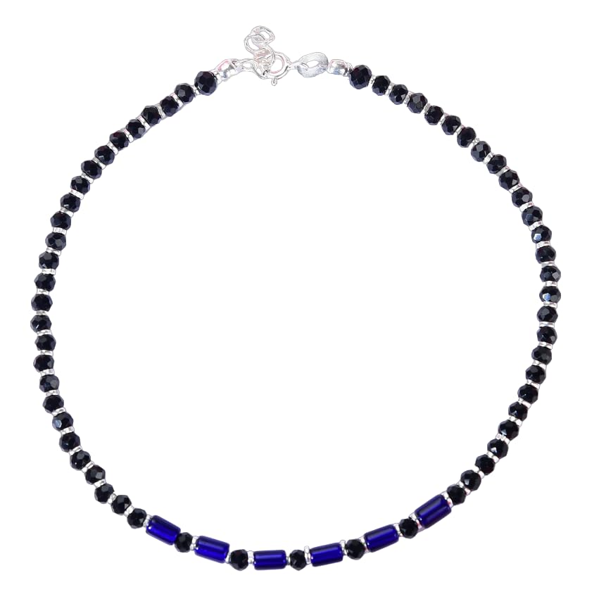 DHRUVS COLLECTION 925 Pure Silver Nazariya Anklet Single Piece with Blue & Silver Crystal Beads For Girls and Women (B0CCVY9ZLL) Amazon Price History, Amazon Price Tracker