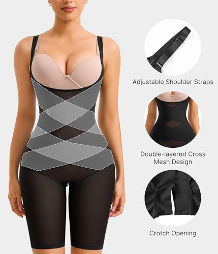 Nebility Tummy Control Shapewear Bodysuits Open Bust Full Body Shapewear Seamless Faja Body Shaper4