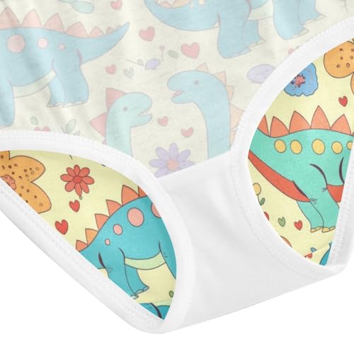 Wusikd Cute Dinosaurs Girls' Underwear Cotton Hearts Flowers Girls Briefs Soft Toddler Underwear 2T 5