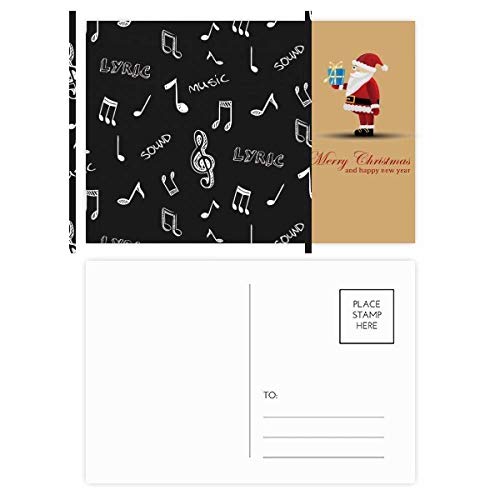 Cartes postales pour paroles et notes de musique : lot de 20 cartes de vœux Père Noël noir