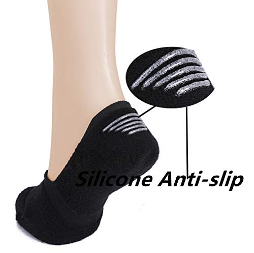 Leotruny 6 Pairs Unisex Thick Cushion Athletic Cotton Non Slip Low Cut Flat Liner No Show Socks (Medium, C01-Black/White/Light Gray) #TOP3