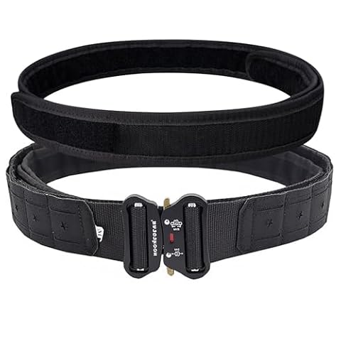aiGear Pasek Taktyczny | Męski Pasek Bojowy MOLLE | Regulowany Pasek Duty Rigger | do Wojskowych Sportów Outdoor, Czarny, M-132cm(Fits Waist 88-105 cm)