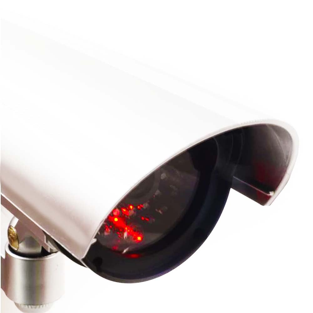 Telecamere di Sorveglianza Fittizie con LED Rosso Lampeggiante per Esterno 2 Pezzi