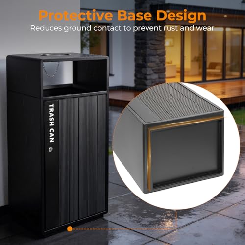 BEAMNOVA 30.36 Gal Outdoor Commercial Trash Can with Lid, Door, Lock by BEAMNOVA - Image 8