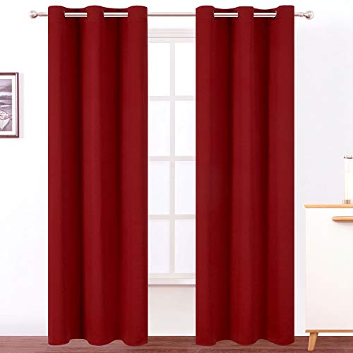 Image of LEMOMO Red Thermal Blackout Curtains /42 x 95 Inch /Set of 2 Panels Room Darkening Curtains for Bedroom