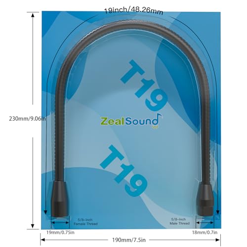 Image of zealsound 19-inch Metal Gooseneck Arm, Microphone Gooseneck with 5 /8 inch Thread Adapter - Universal Flexible Extension for Microphone Stands, Phone Holder, Makeup Mirror, DIY Projects