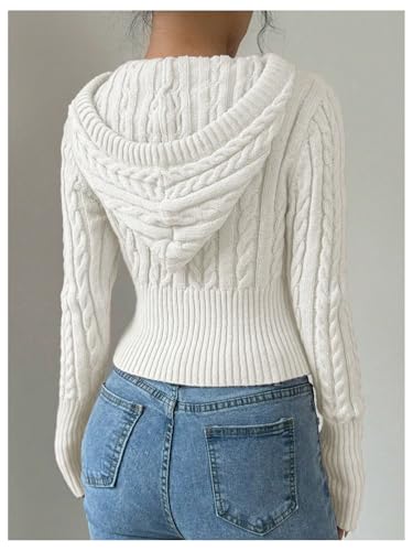 SOLY HUX Women's Zip Up Hooded Crop Cardigan Cable Knit Hoodies Long Sleeve Y2k Sweater Jacket2