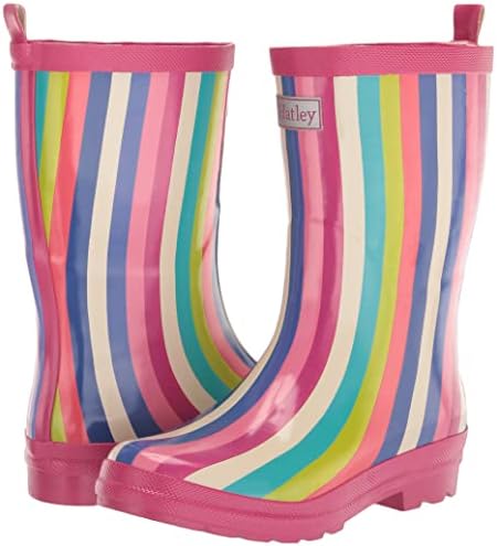Hatley Girls Printed Rain Boots, Rainbow Stripes, 13 Little Kid | Image 6