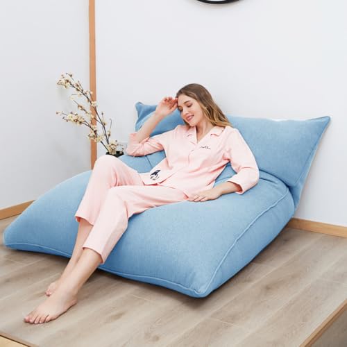 DTLEO Funda de Sofá Cubierta para Sofá Perezoso Fundas (Sin Relleno) para Gran Sofá Funda de Puff Pera Bean-Bag de Sala Protector de Mueble,Light Blue,120×150cm