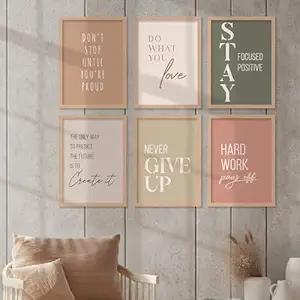 kotart - Quotes Frames for Wall Decor - Motivational Photo Frame for Wall Decoration - Quotes Wall Poster with Frame for Room and Office - Set of 6 (10X13 INCH, A)