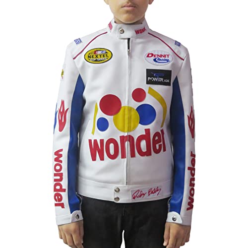 Boys Ricky Bobby Wonder Jacket - Racing Nights The Bread Speed White PU Leather Jacket For Kids