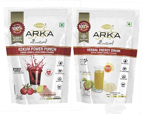 Arka All Natural Kokum Instant Drink + Herbal Energy Drink | Health & Nutrition Booster | Caffeine Free Instant drink Powder mix – 230gm * 2 Pack