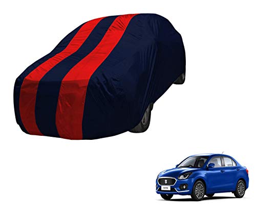 Image of Auto Hub Car Cover Compatible with Maruti Swift Dzire 2018 with Mirror Pocket,Triple Stitched, Weather Proof, Swift Dzire Car Cover- Navy-Red