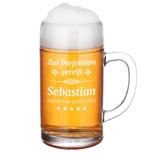 polar-effekt Boccale da 1 litro con incisione personalizzata, bicchiere da birra personalizzato con nome, boccale da birra con manico, lavabile in lavastoviglie