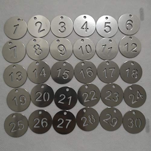 Diameter 1.18 Inches Bigger Hollowed Stainless Steel Number Tags Key Tags With Rings (1-25) #TOP5