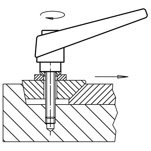 HALDER 24390.0014 Adjustable Clamping levers, Orange, d1=13 mm / d2=M4 / l1=16 mm - Image 3
