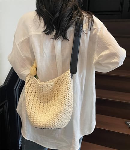 Pocadri Crochet Beach Shoulder Bag Women Hollow Knit Tote Handbag Summer Woven Purse Bucket Satchel Shopping Commuting2