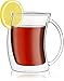 JoyJolt Caleo Collection Glass Coffee Cups Double Wall Insulated Mugs Set Of 2 Glasses (10 oz,300ml)