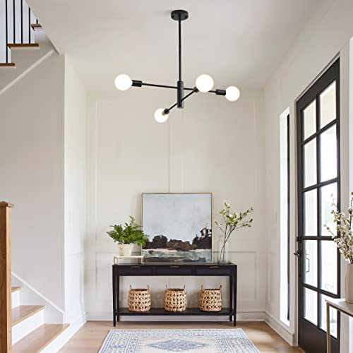 Hhr Modern Sputnik Chandelier, Industrial 4-Light Black Ceiling Light Fixture,Height Adjustable Lighting For Kitchen Island,Bedroom Dining Room Living Room Farmhouse #TOP6