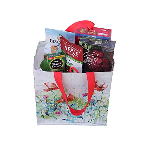 Earthwise Reusable Grocery Shopping Bags Extremely Durable Multi Use Large Stylish Fun Foldable Water-Resistant Totes Design - Spring Flowers (Pack of 6)