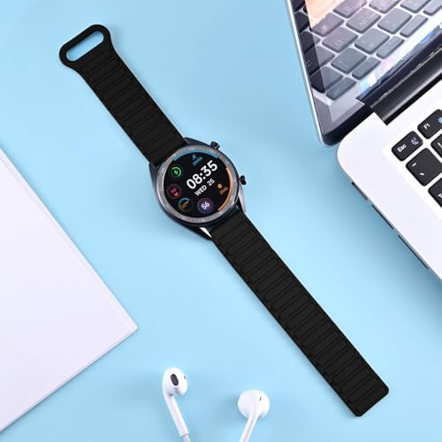WOCCI 22mm Magnetic Silicone Watch Band, Tactile Ridged Texture, Quick Release (Black) — view 5
