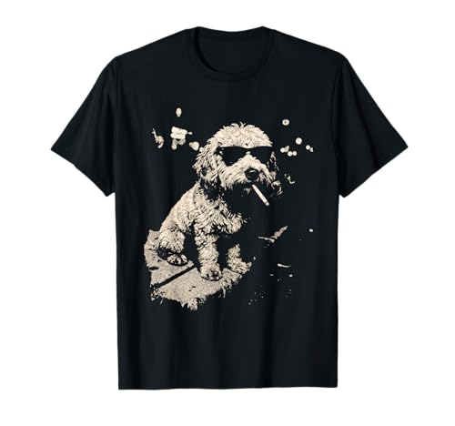 Funny Dog Smoking Goldendoodle Cigarette Cool Dog Design T-Shirt