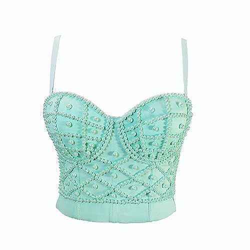 Image of VEENDEO Women's Strap Beads Bustier Corset Crop Top Club Party Bra