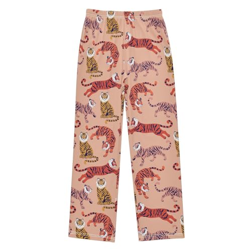 Boys' Pants Tiger Orange Yellow Long Bottoms Jogger Pants Elastic Waist Trousers with Pockets S-XL