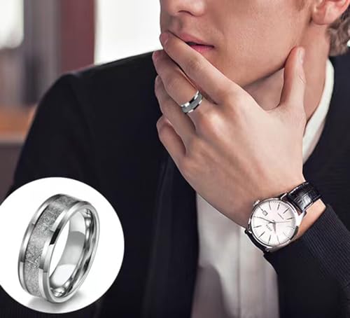 Stainless Steel Titanium Mens Finger Thumb Ring in Silver Tone, Silver Rings for Men, Mens Promise Rings, Wedding Band Comfort Fit, Size 7-124