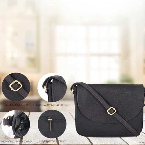 Image of Genuine Leather Shoulder Crossbody Purse For Women with Adjustable Strap, Mobile Pocket & Outside & Inside Zipper