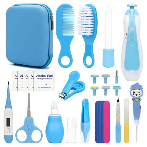 Baby Grooming Kit, Infant Safety Care Set with Hair Brush Comb Nail Clipper Nasal Aspirator Ear Cleaner,Baby Essentials Kit for Newborn Girls Boys