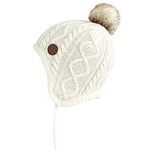 SOMALER Toddler Baby Boys Girls Winter Hat Kids Ear Flap Warm Fleece Lined Knit Beanie Fur Pom Hat2