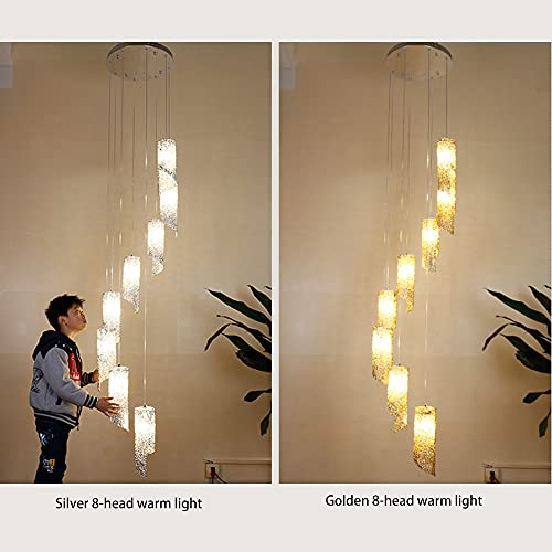 Lustre suspension cristal cascade argentée pour villa et duplex