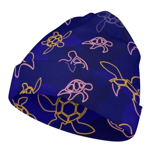 Sea Turtle Kids Beanie Hat for for Girls Boys Children Cap Winter Knitted Chemo Cancer Headwear Accessories Gifts Decoration Black